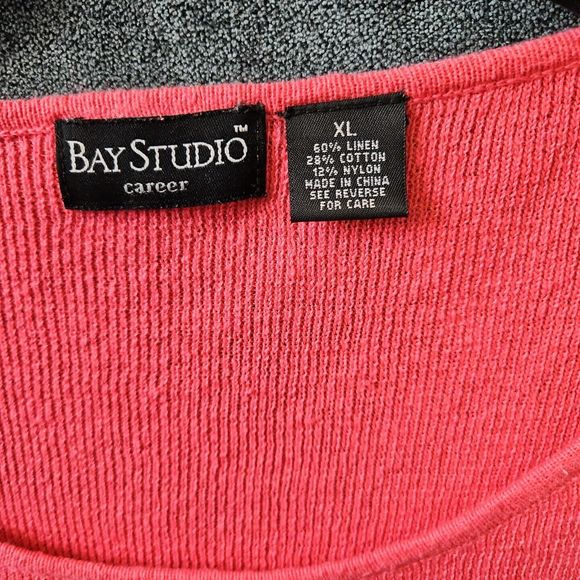 Bay Studio Women's XL Linen Cotton Nylon Pullover Sweater PINK - Picture 2 of 9